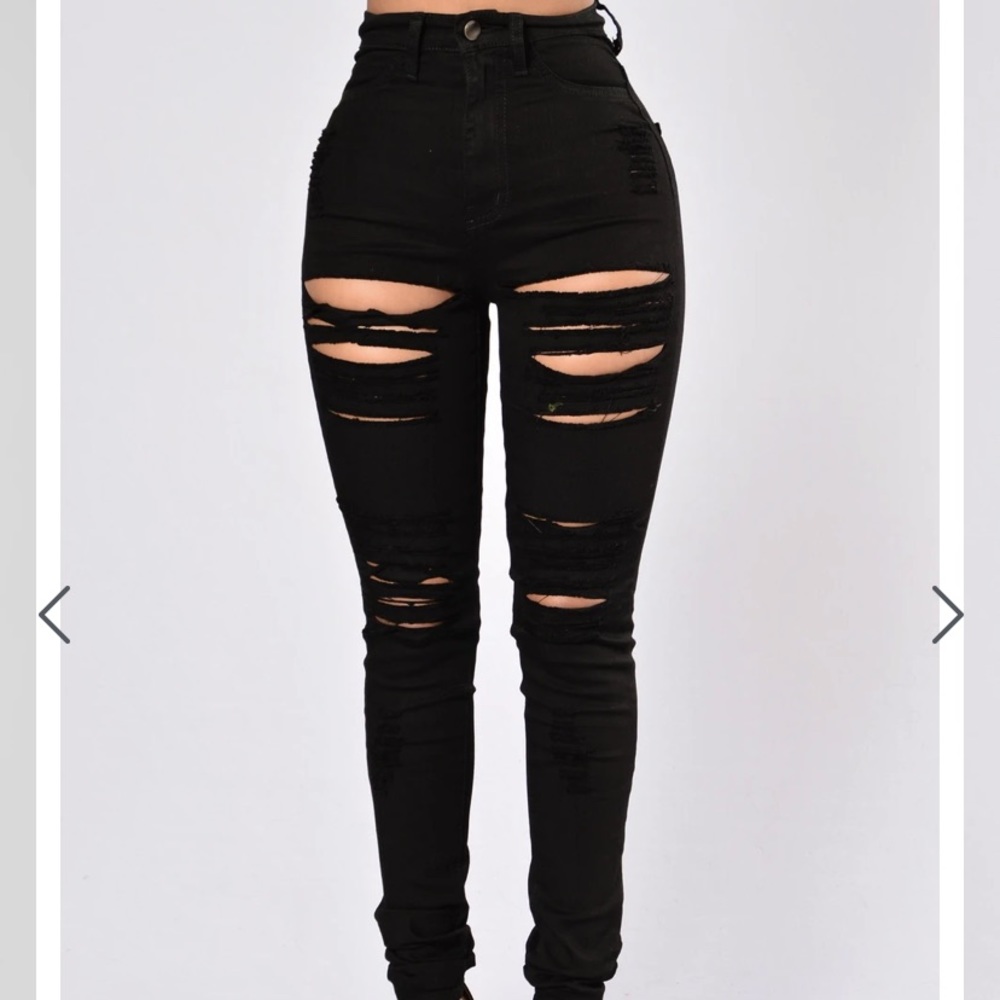 Fashion Nova Black Ripped Jeans